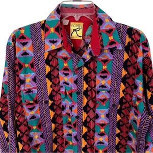 Vintage Roper Multicolor Cowboy Western Shirt Size Medium Tribal Aztec Button Up